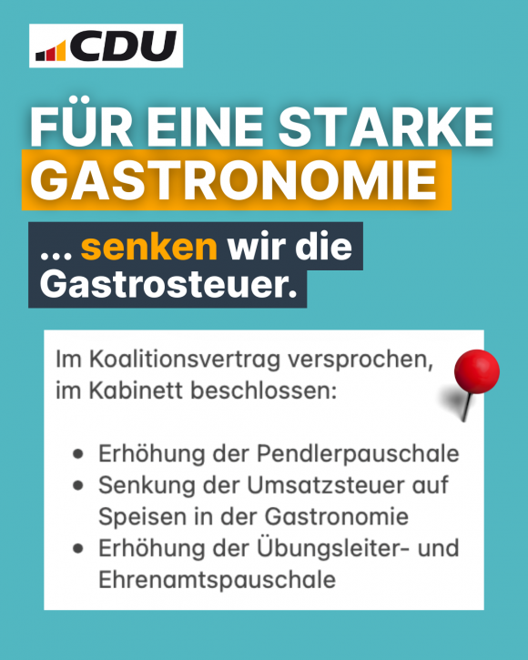 Für eine starke Gastronomie senken wir die Gastrosteuer.