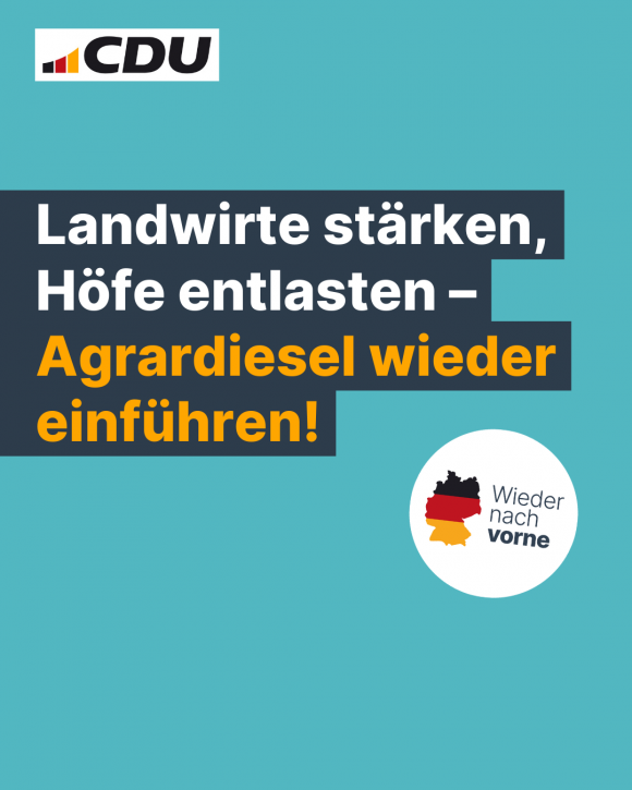 Landwirte stärken, Höfe entlasten – Agrardiesel wieder einführen! (4:5)