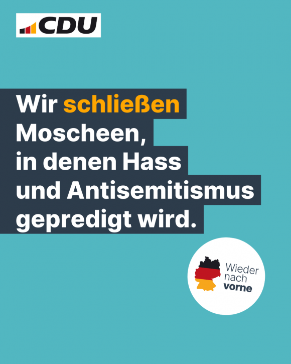 Wir schließen Moscheen, in denen Hass und Antisemitismus gepredigt wird. (4:5)
