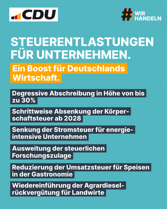 Steuerentlastungen Unternehmen